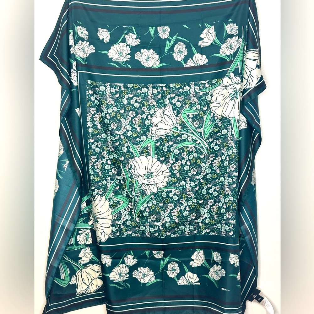 Jason Wu scarf- floral with teal and green hues - Picture 3 of 8